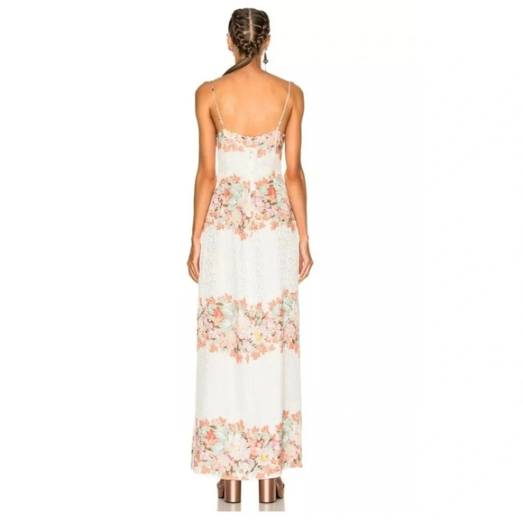 LPA Silk Floral Leopard Jacquard Ruffle Night Out Maxi Dress 167 Size XS - Picture 4 of 13